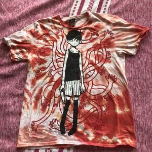 Omori OMOCAT Stranger Tie Dye Graphic Video Game Merch T-Shirt Adult Small Red